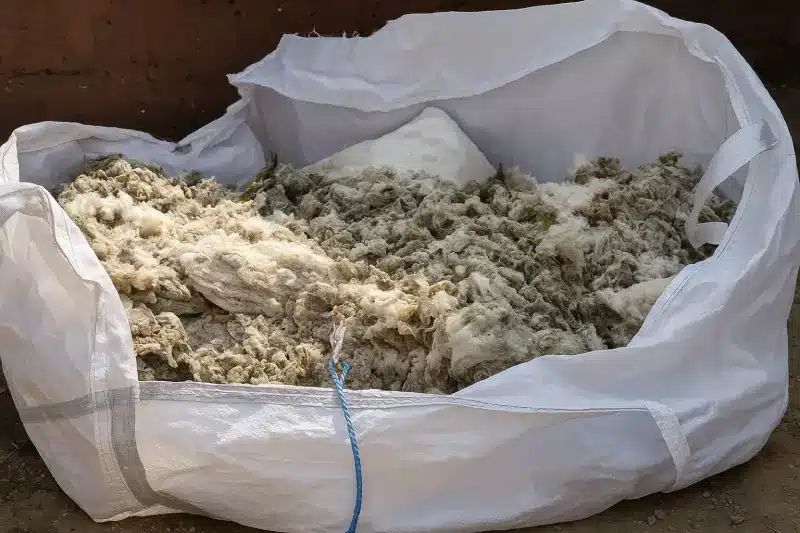 Bag of old attic insulation removed during professional insulation removal in Rockwall TX
